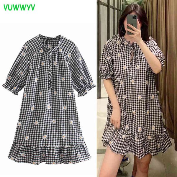 vuwwyv white black embroidery plaid ruffle midi dress women summer short puff sleeve smock design woman dresses tied 210430, Black;gray
vuwwyv white black embroidery plaid ruffle midi dress women summer short puff sleeve smock design woman dresses tied 210430, Black;gray