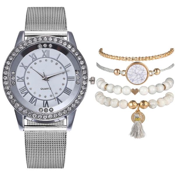 wristwatches 4pcs bracelet set women silver mesh band watches fashion casual female rhinestone wrist watch relogio feminino, Slivery;brown
wristwatches 4pcs bracelet set women silver mesh band watches fashion casual female rhinestone wrist watch relogio feminino, Slivery;brown