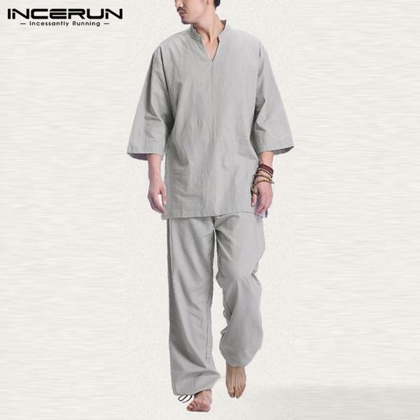 men's tracksuits loose solid color sets incerun mens long sleeve v neck pants suits man cotton comfortable men causal yoga s-5xl, Gray
men's tracksuits loose solid color sets incerun mens long sleeve v neck pants suits man cotton comfortable men causal yoga s-5xl, Gray