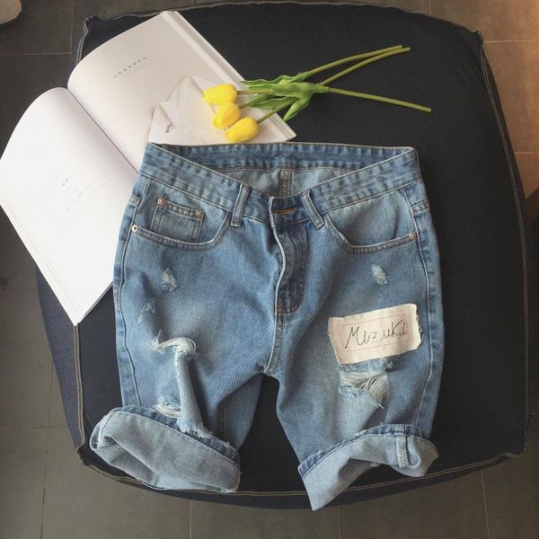 men's jeans summer patch distressed hole printed denim shorts fashion washing teenagers students beach short trousers, Blue
men's jeans summer patch distressed hole printed denim shorts fashion washing teenagers students beach short trousers, Blue