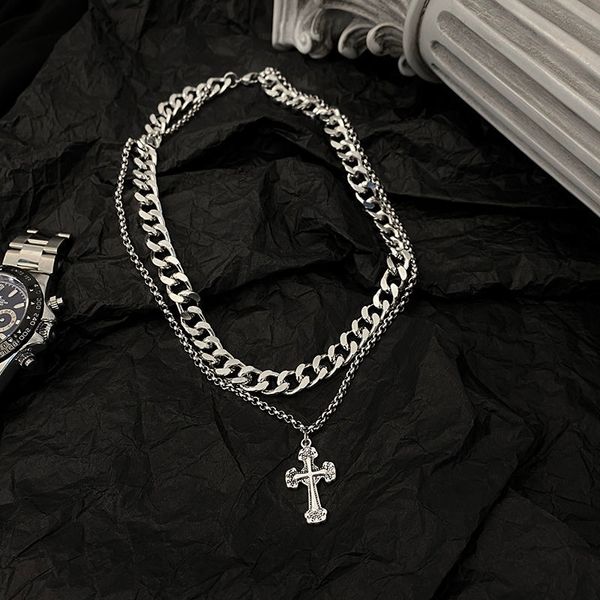 european and american retro cross cuban chain necklace men or women tide ins dark wind hip hop clavicle couple accessories, Silver
european and american retro cross cuban chain necklace men or women tide ins dark wind hip hop clavicle couple accessories, Silver