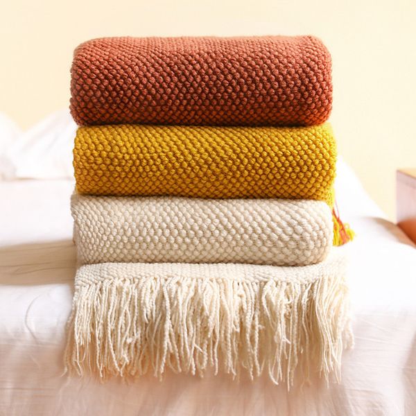 textile city home decorative thickened knitted blanket corn grain waffle embossed winter warm tassels throw bedspread 130x240cm
textile city home decorative thickened knitted blanket corn grain waffle embossed winter warm tassels throw bedspread 130x240cm