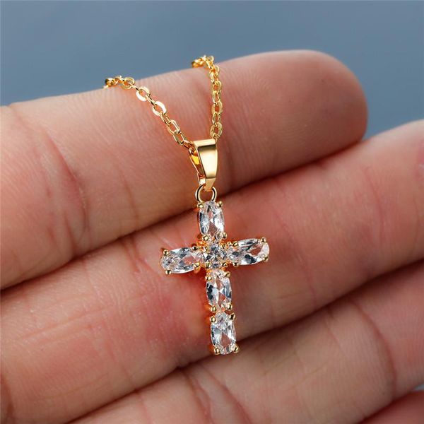 luxury female white crystal pendant necklace rose gold silver color chain necklaces for women punk cross long wedding
luxury female white crystal pendant necklace rose gold silver color chain necklaces for women punk cross long wedding