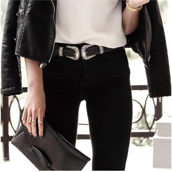belts female belt faux leather boho lady vintage metal double buckle waist waistband for women #20, Black;brown 
belts female belt faux leather boho lady vintage metal double buckle waist waistband for women #20, Black;brown