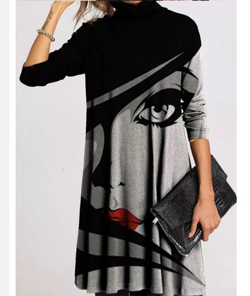 winter turtleneck warm vintage print dress women autumn elegant long sleeves patchwork dresses female casual loose vestidos, Black;gray
winter turtleneck warm vintage print dress women autumn elegant long sleeves patchwork dresses female casual loose vestidos, Black;gray