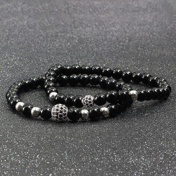 2pcs/set fashion couple natural stone bracelet black beads gold sliver cz ball charm women men strand bracelets&bangles jewelry beaded, stra
2pcs/set fashion couple natural stone bracelet black beads gold sliver cz ball charm women men strand bracelets&bangles jewelry beaded, stra