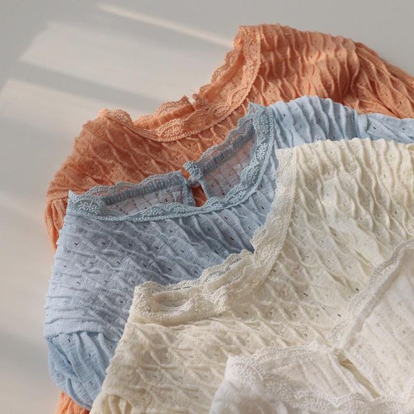 women's t-shirt han feng summer lace stitching sleeve loose sweet temperament pullover, White
women's t-shirt han feng summer lace stitching sleeve loose sweet temperament pullover, White