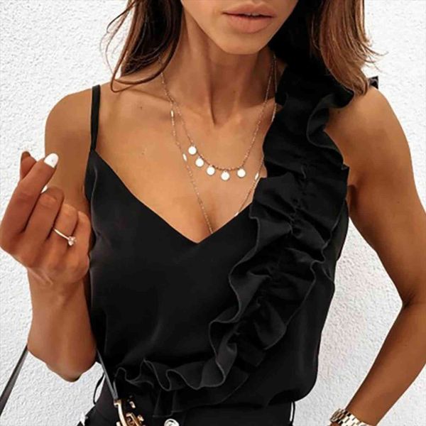 summer solid color women tanks spaghetti ruffled strap backless v neck sleeveless camisole cropped vest blouse, White
summer solid color women tanks spaghetti ruffled strap backless v neck sleeveless camisole cropped vest blouse, White