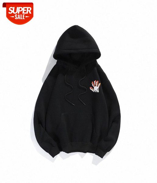 street trend casual tide handprint printed sweater plus velvet thick hoodie foreign trade men's clothing #512u, Black
street trend casual tide handprint printed sweater plus velvet thick hoodie foreign trade men's clothing #512u, Black