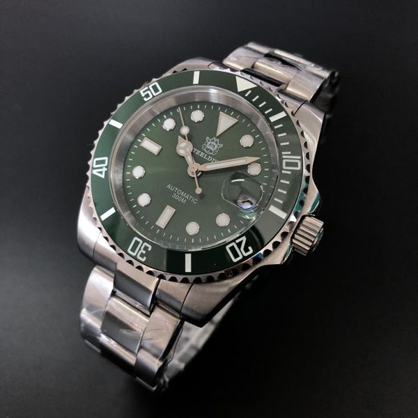 sapphire glass 41mm green dial ceramic bezel luminous marks nh35 automatic movement 200m men's dive watch wristwatches, Slivery;brown
sapphire glass 41mm green dial ceramic bezel luminous marks nh35 automatic movement 200m men's dive watch wristwatches, Slivery;brown