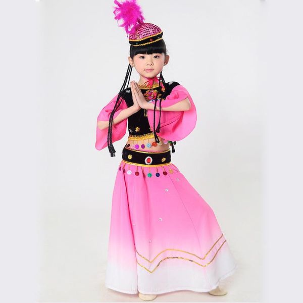 kids costume chinese uighur clothing stage performance xinjiang dance costumes of minority wear, Black;red
kids costume chinese uighur clothing stage performance xinjiang dance costumes of minority wear, Black;red