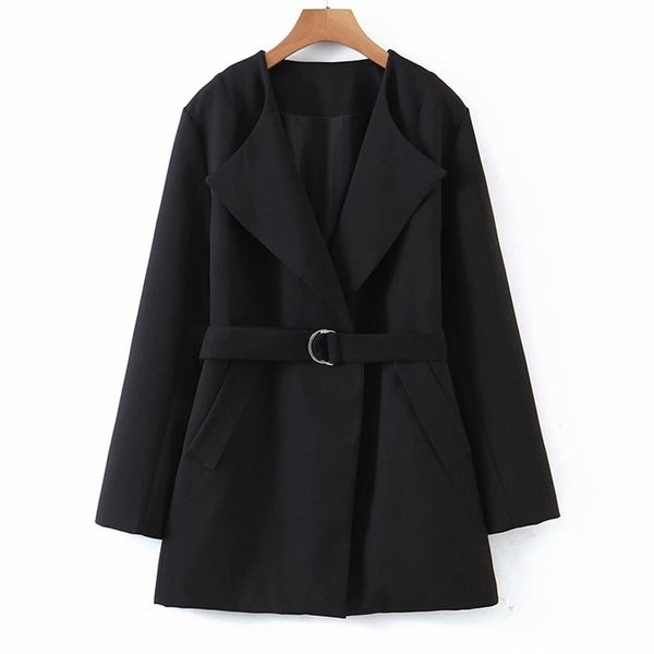 women autumn casual blazers coats long sleeve belt solid fashion street female elegant loose blazer outerwear 210513, White;black
women autumn casual blazers coats long sleeve belt solid fashion street female elegant loose blazer outerwear 210513, White;black