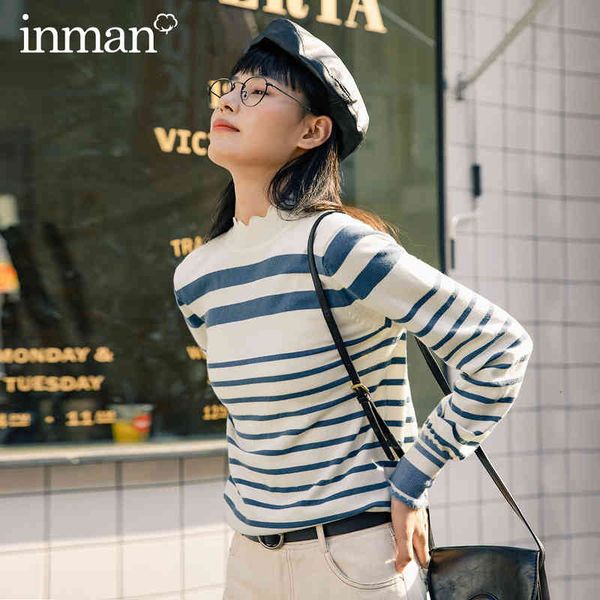 sweater autumn winter striped half-high collar wavy edge contrast color rib cuff pullover knit sweater vr9v, White;black
sweater autumn winter striped half-high collar wavy edge contrast color rib cuff pullover knit sweater vr9v, White;black