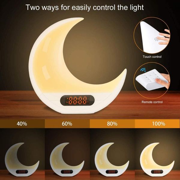 other clocks & accessories moon digital alarm clock wake up light led lamp electronic desk simulating sunrise/sunset colorful with fm radio
other clocks & accessories moon digital alarm clock wake up light led lamp electronic desk simulating sunrise/sunset colorful with fm radio