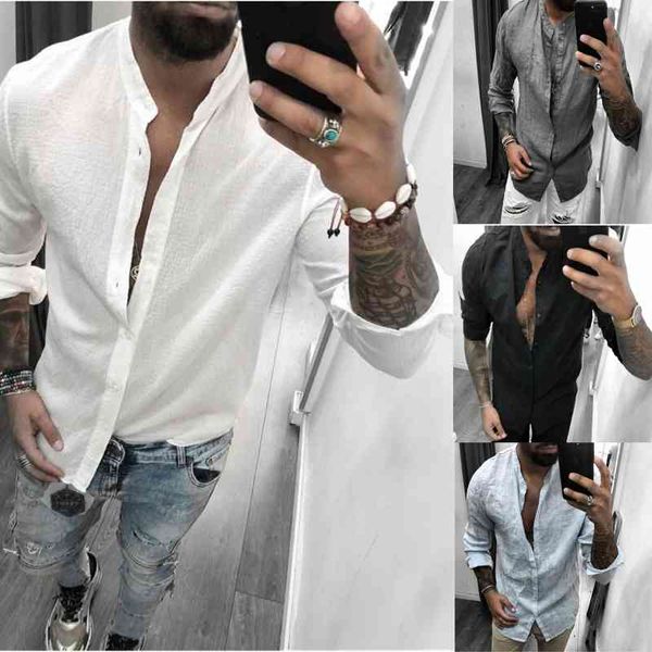 new men's breathable leisure fashion cotton linen long sleeve shirt, White;black
new men's breathable leisure fashion cotton linen long sleeve shirt, White;black