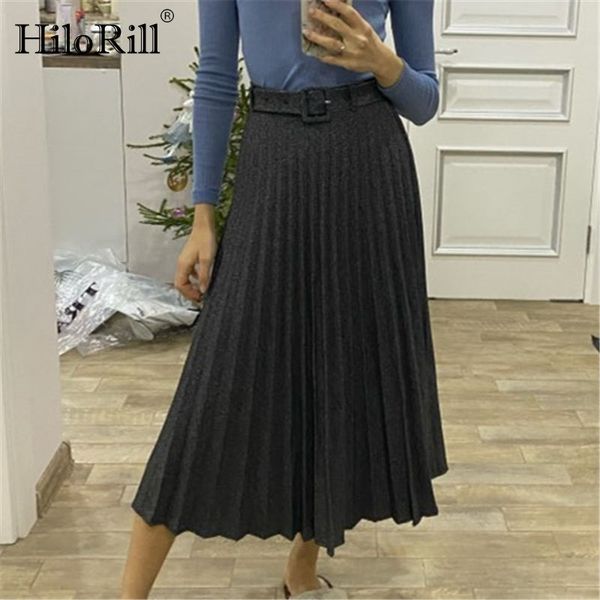 women pleated skirt autumn winter high waist belt solid zipper lady s elegant female saias loose mid-length 210508, Black
women pleated skirt autumn winter high waist belt solid zipper lady s elegant female saias loose mid-length 210508, Black
