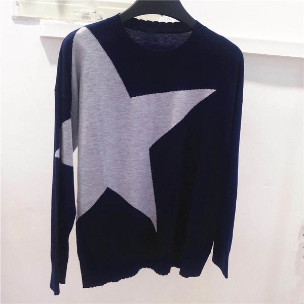 sweater autumn and winter simple contrast color five-pointed star wave side long-sleeved round neck xyas, White;black
sweater autumn and winter simple contrast color five-pointed star wave side long-sleeved round neck xyas, White;black