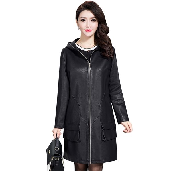 women hooded faux leather jacket -6xl ladies washed trench coats female loose zipper outerwear shearling 211215, Black
women hooded faux leather jacket -6xl ladies washed trench coats female loose zipper outerwear shearling 211215, Black