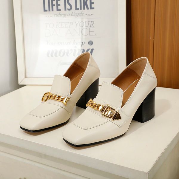 80% off store online with spring genuine leather breathable asakuchi high heels simplicity classic square toe loafers chain metal buckle, Black
80% off store online with spring genuine leather breathable asakuchi high heels simplicity classic square toe loafers chain metal buckle, Black