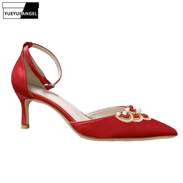 womens chinese style embroidery wedding sandals handmade buckle pointed toe lady beading red thin high heels shoes, Black
womens chinese style embroidery wedding sandals handmade buckle pointed toe lady beading red thin high heels shoes, Black