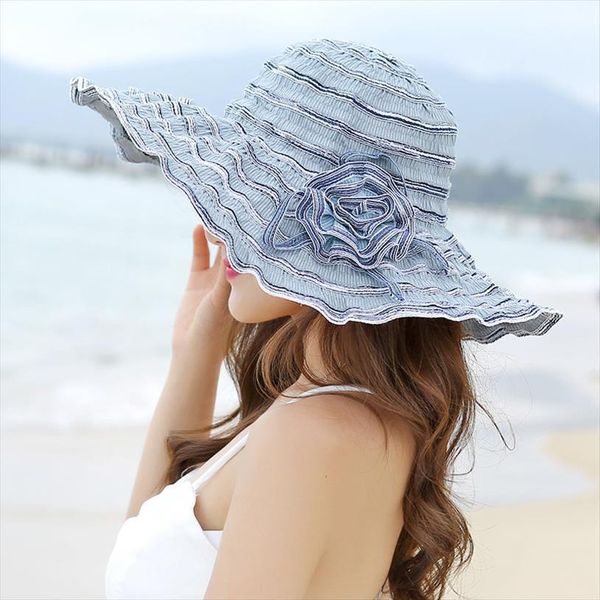 Fashion Women Hat Korea Style Flower Packable Large Wide Brim Anti Uv Adjustable Ladies Floppy Beach Sun, Blue;gray
Fashion Women Hat Korea Style Flower Packable Large Wide Brim Anti Uv Adjustable Ladies Floppy Beach Sun, Blue;gray