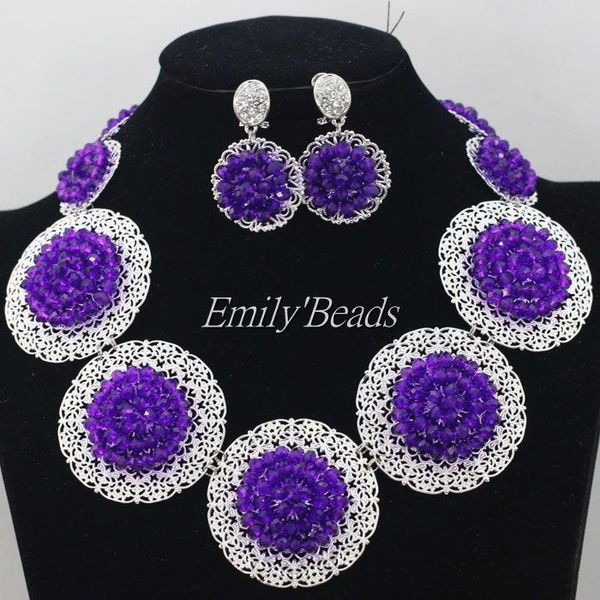 earrings & necklace purple nigerian wedding african beads jewelry set crystal costume aij031, Silver
earrings & necklace purple nigerian wedding african beads jewelry set crystal costume aij031, Silver