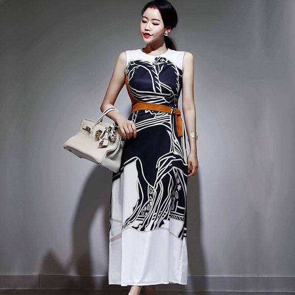 summer dress elegant sleeveless fashion slim o-neck party work casual dresses women vintage printing long vestido with belt 210514, Black;gray
summer dress elegant sleeveless fashion slim o-neck party work casual dresses women vintage printing long vestido with belt 210514, Black;gray