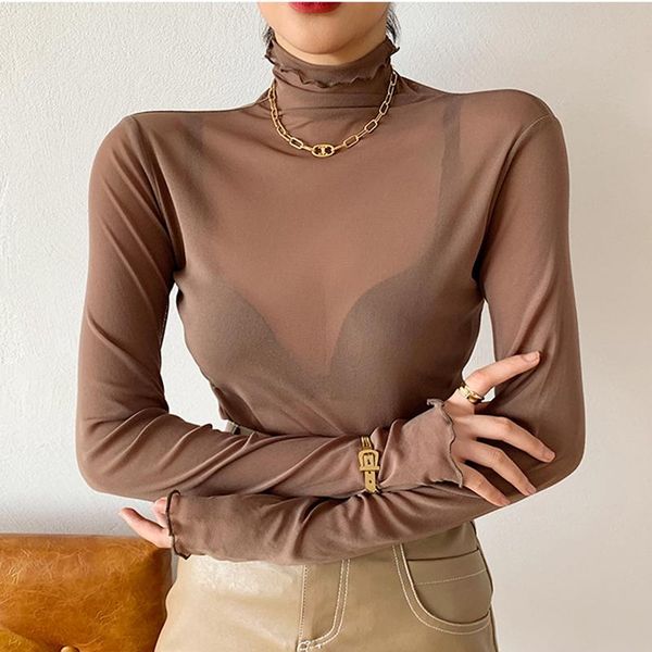 women's blouses & shirts ljsxls 2021 summer korean fashion turtleneck mesh solid women thin slim long sleeve blusas mujer, White
women's blouses & shirts ljsxls 2021 summer korean fashion turtleneck mesh solid women thin slim long sleeve blusas mujer, White