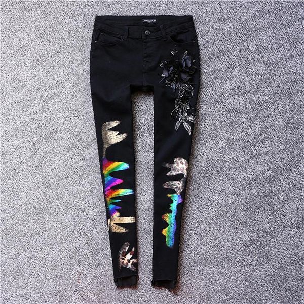 women's jeans european station 2021 autumn and winter fashion printed female beaded flowers stretch slim feet pencil pants, Blue
women's jeans european station 2021 autumn and winter fashion printed female beaded flowers stretch slim feet pencil pants, Blue