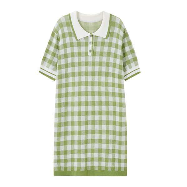 green yellow violet plaid turn down collar short sleeve knitting button mini dress women female summer polo d1138 210514, Black;gray
green yellow violet plaid turn down collar short sleeve knitting button mini dress women female summer polo d1138 210514, Black;gray