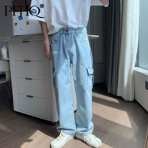 men's jeans pfhq men pocket design spliced workwear korean summer thin straight trousers causal wide leg denim pants 2021 21d3578, Blue
men's jeans pfhq men pocket design spliced workwear korean summer thin straight trousers causal wide leg denim pants 2021 21d3578, Blue