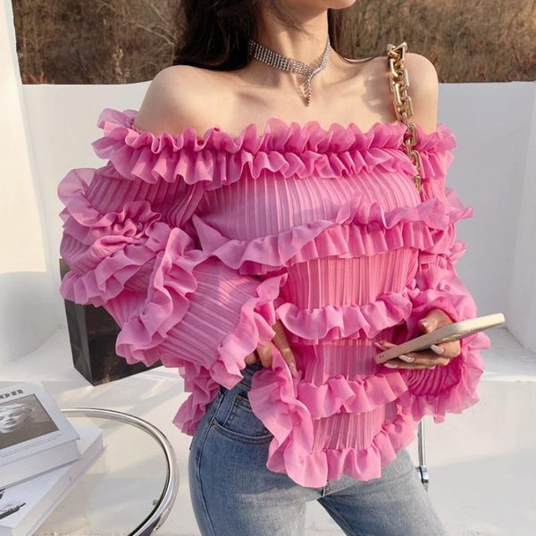 women's blouses & shirts blusas camisas autumn pink slash neck long sleeve layers ruffled chiffon all-match feminina solid white o
women's blouses & shirts blusas camisas autumn pink slash neck long sleeve layers ruffled chiffon all-match feminina solid white o
