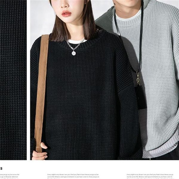 men's sweaters autumn and winter solid color round neck sweater male harajuku japanese fashion loose casual ins pullover, White;black
men's sweaters autumn and winter solid color round neck sweater male harajuku japanese fashion loose casual ins pullover, White;black