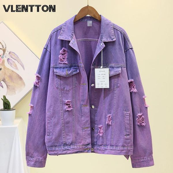 women's jackets 2021 spring autumn women vintage gradient hole denim female korean casual loose jeans coats cowboy outwear, Black;brown
women's jackets 2021 spring autumn women vintage gradient hole denim female korean casual loose jeans coats cowboy outwear, Black;brown