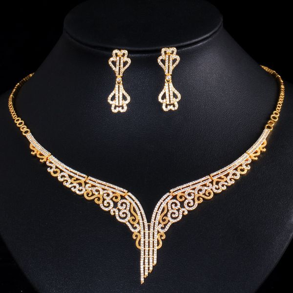 t0159 exquisite electroplating 18k gold jewelry diamond inlaid bride wedding dress accessories necklace earring set chain, Black
t0159 exquisite electroplating 18k gold jewelry diamond inlaid bride wedding dress accessories necklace earring set chain, Black