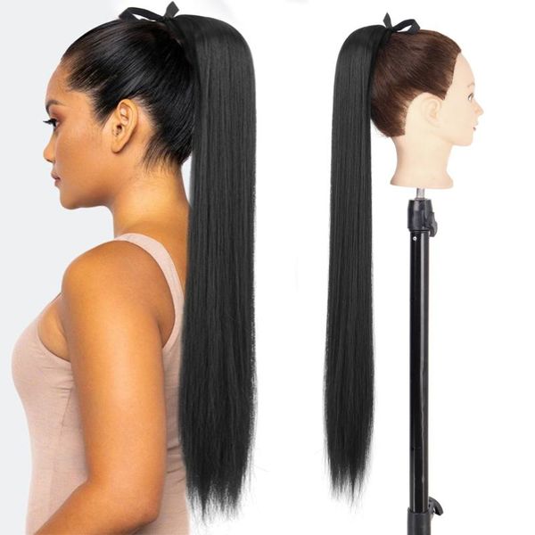 synthetic wigs 34inch ponytail long straight black blonde pony tail hair heat resistant horsetail hairpiece
synthetic wigs 34inch ponytail long straight black blonde pony tail hair heat resistant horsetail hairpiece