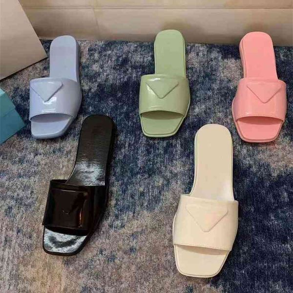 2021 summer new pujia triangle open toe beach flat shoes, Black