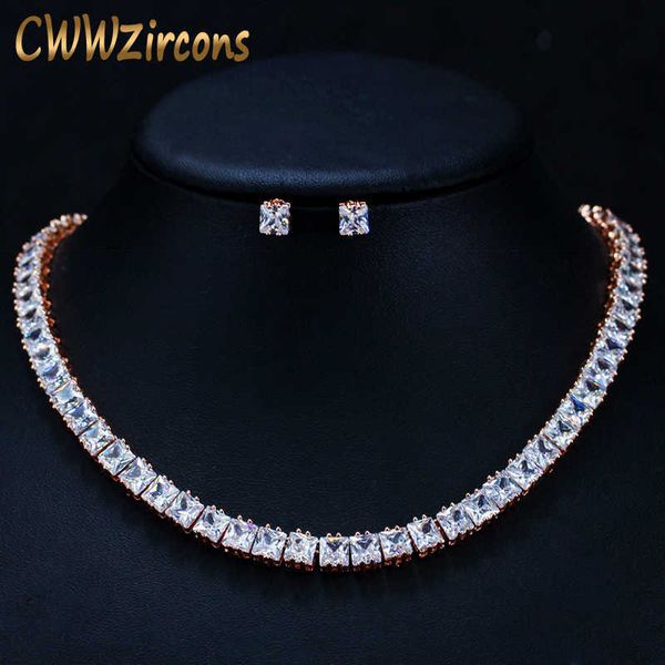 cwwzircons classic princess cut cubic zirconia stones rose gold bridal choker necklace jewelry set for women wedding party t202 h1022, Silver
cwwzircons classic princess cut cubic zirconia stones rose gold bridal choker necklace jewelry set for women wedding party t202 h1022, Silver
