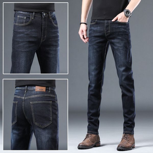 spring jeans men's slim small feet casual korean fashion long pants loose straight men, Blue
spring jeans men's slim small feet casual korean fashion long pants loose straight men, Blue