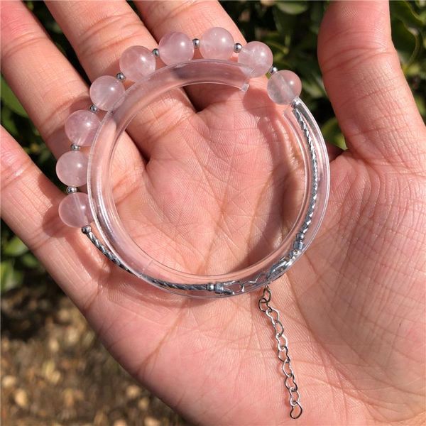link, chain natural rose quartz bracelet round bead crystal healing stone women jewelry gift, Black
link, chain natural rose quartz bracelet round bead crystal healing stone women jewelry gift, Black