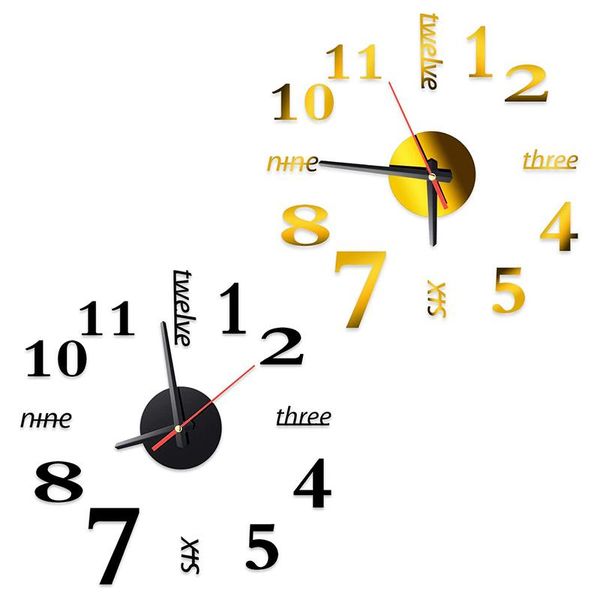 pieces 3d frameless wall clock stickers decoration diy sticker for living room bedroom (black and gold) clocks
pieces 3d frameless wall clock stickers decoration diy sticker for living room bedroom (black and gold) clocks