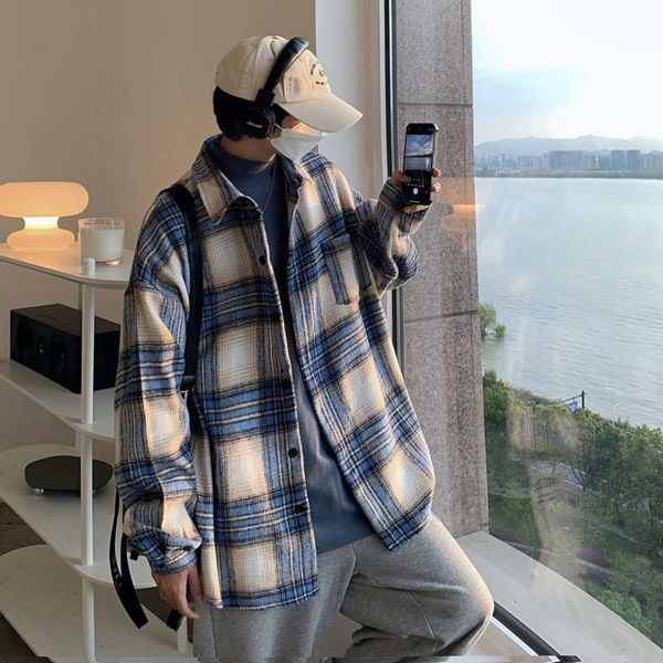 men's casual shirts 2021 autumn plaid shirt fashion brand ins loose woolen handsome coat thicken recommend, White;black
men's casual shirts 2021 autumn plaid shirt fashion brand ins loose woolen handsome coat thicken recommend, White;black