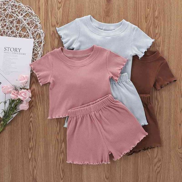 summer kids baby girl boy outfits casual solid color ribbed two pcs short sleeves t-shirt shorts lace trim set 1-5y, White
summer kids baby girl boy outfits casual solid color ribbed two pcs short sleeves t-shirt shorts lace trim set 1-5y, White