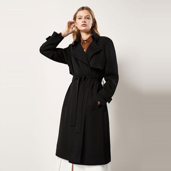 women's trench coats simple classic temperament commuting solid color belt turn leader coat, Tan;black
women's trench coats simple classic temperament commuting solid color belt turn leader coat, Tan;black