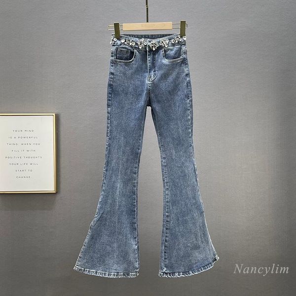 women's jeans diamond-embedded flare for women 2021 spring and autumn high waist slim fit stretch denim pants trousers femme, Blue
women's jeans diamond-embedded flare for women 2021 spring and autumn high waist slim fit stretch denim pants trousers femme, Blue