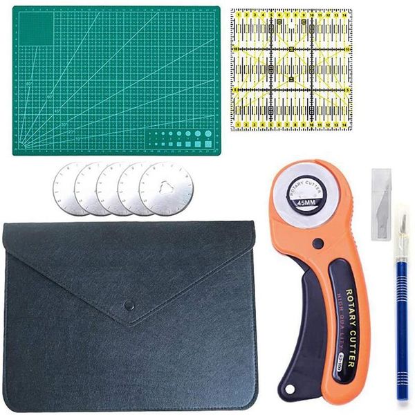 sewing notions & tools rotary cutter set, with 45mm cutter, 5 replacement blades, cutting mat,for crafting, sewing,patchworking, crochet, Black
sewing notions & tools rotary cutter set, with 45mm cutter, 5 replacement blades, cutting mat,for crafting, sewing,patchworking, crochet, Black