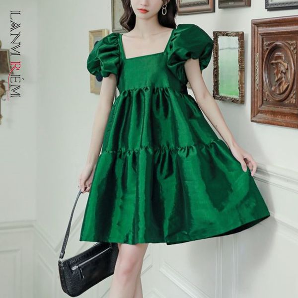 spring summer green dress women short puff sleeve loose dresses square collar girls party clothes 2a3311 210507, Black;gray
spring summer green dress women short puff sleeve loose dresses square collar girls party clothes 2a3311 210507, Black;gray