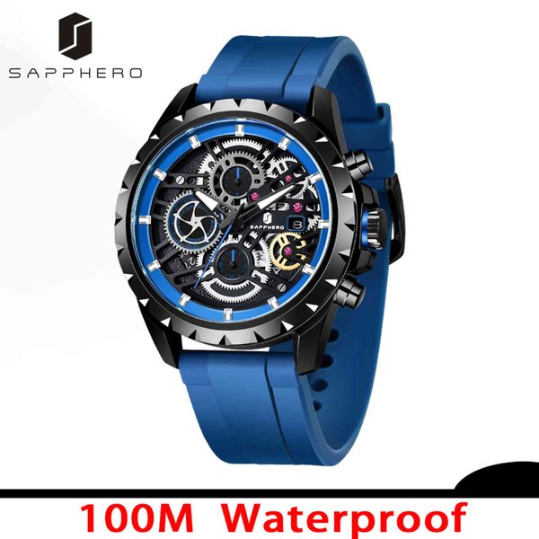 sapphero men watch waterproof 10atm silicone strap japanese quartz movement wristwatch advanced luxury sport classic chronograph, Slivery;brown
sapphero men watch waterproof 10atm silicone strap japanese quartz movement wristwatch advanced luxury sport classic chronograph, Slivery;brown