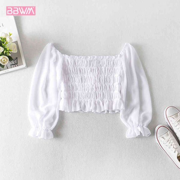 fashionable navel versatile elasticated shoulder puff sleeve ruffled short women's shirt korean sweet chic female 210507, White
fashionable navel versatile elasticated shoulder puff sleeve ruffled short women's shirt korean sweet chic female 210507, White