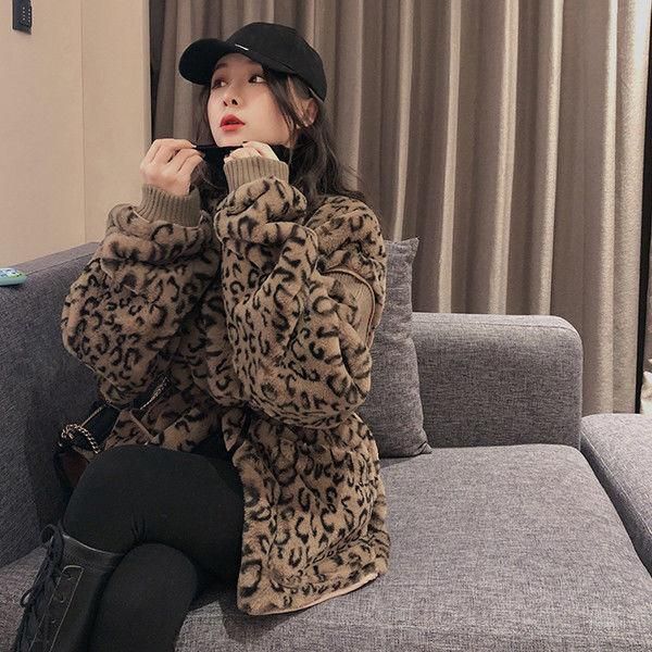 women's fur & faux women 2021 autumn winter fashion print lamb coat female long sleeve fake jacket ladies casual warm outerwear c419, Black
women's fur & faux women 2021 autumn winter fashion print lamb coat female long sleeve fake jacket ladies casual warm outerwear c419, Black